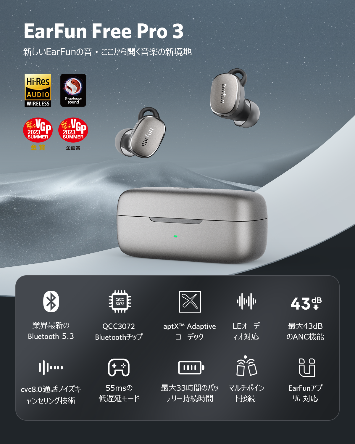 Fun Sounds 充電式 Bluetoothワイヤレスステレオイヤホン AirAria(エアーアリア) ブラック イヤホン:2